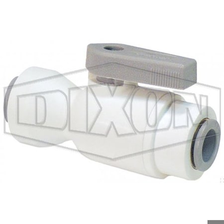 Dixon TrueSeal Ball Valve, 3/8 x 1/4 in, Tube x Tube Union Connector, Glass-Reinforced Polypropylene Body PP4VUC6-MG